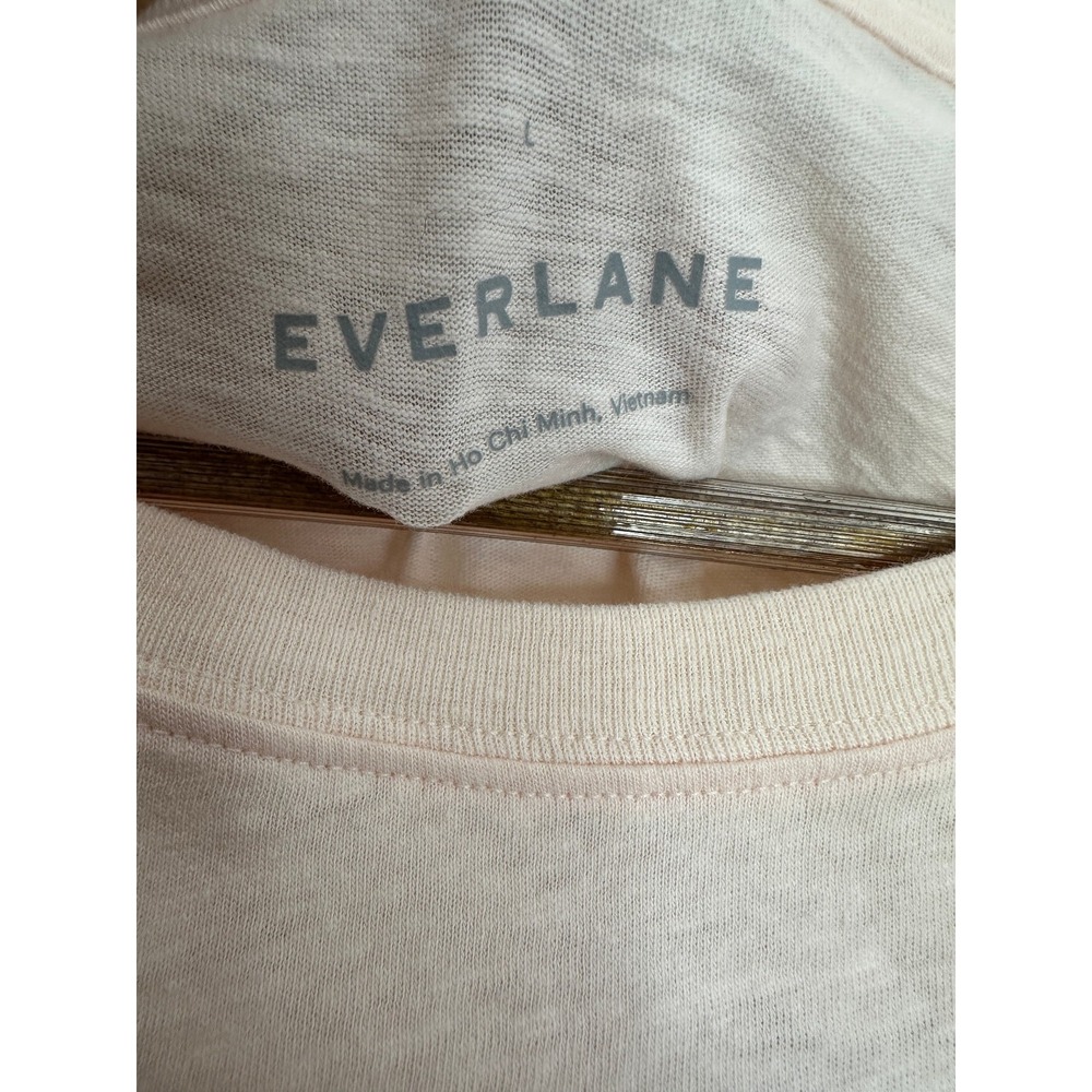 New Everlane Box Cut Crop Top Pocket Tee Pink Elevated Basic Large Minimalist - Picture 5 of 11